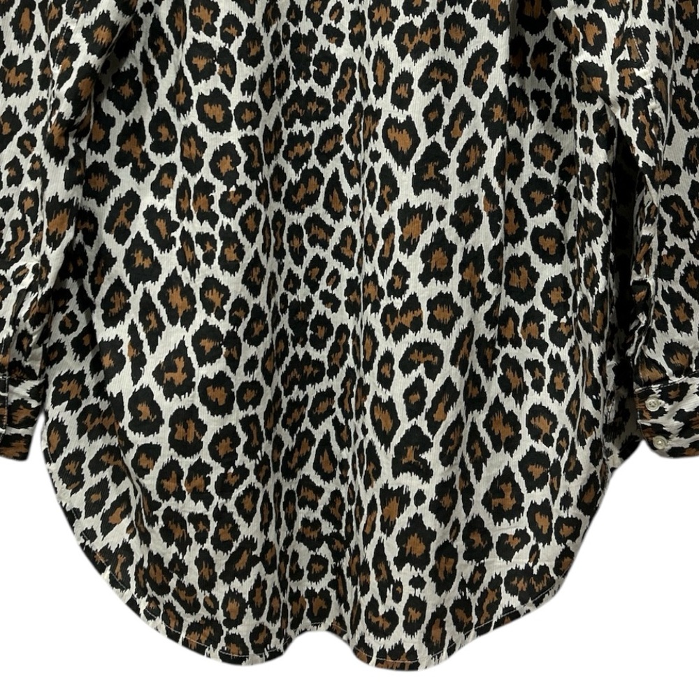 THE GREAT Heritage Leopard Post Top Button Front Sz 3/ L White Black Brown - Picture 9 of 12